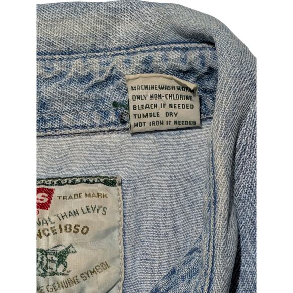 Vintage Levi’s Denim Shirt Mens L Brazil Made Western Workwear Two-Pocket Blue - Picture 7 of 14